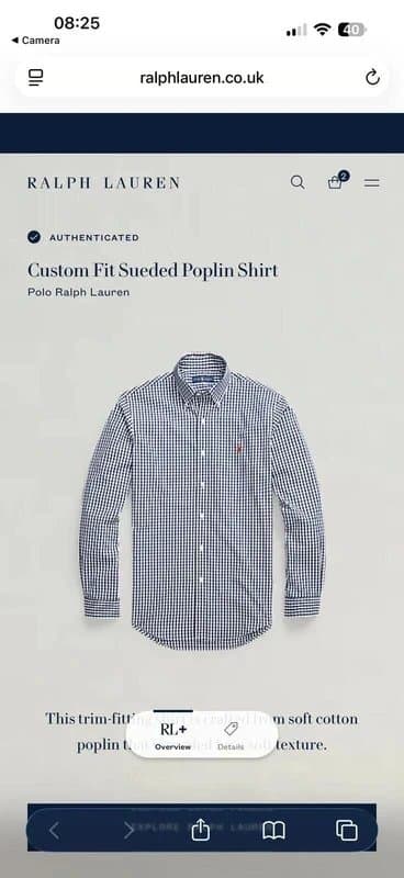Ralph Lauren Polo Ralph Lauren Men's Custom Fit Sueded Poplin Long Sleeve Shirt XXL 2XL #H