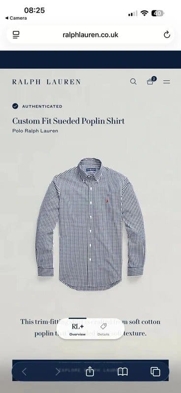 Ralph Lauren Polo Ralph Lauren Men's Custom Fit Sueded Poplin Long Sleeve Shirt XXL 2XL #H - 1