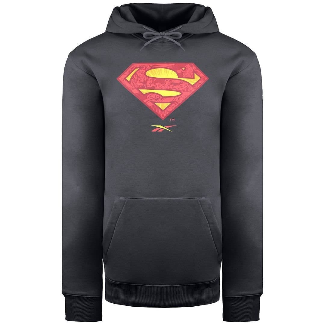 Reebok Reebok Men's DC Superman Dark Graphite Hoodie in Dark Grey
