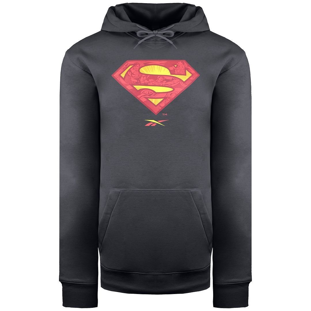 Reebok Reebok Men's DC Superman Dark Graphite Hoodie in Dark Grey - 3