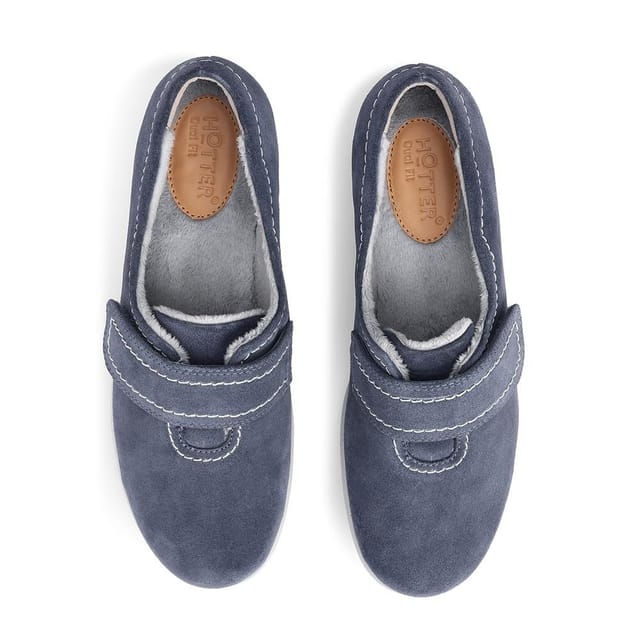Hotter Hotter Women's Extra Wide 'Toasty' Slippers in Mid Blue - 3