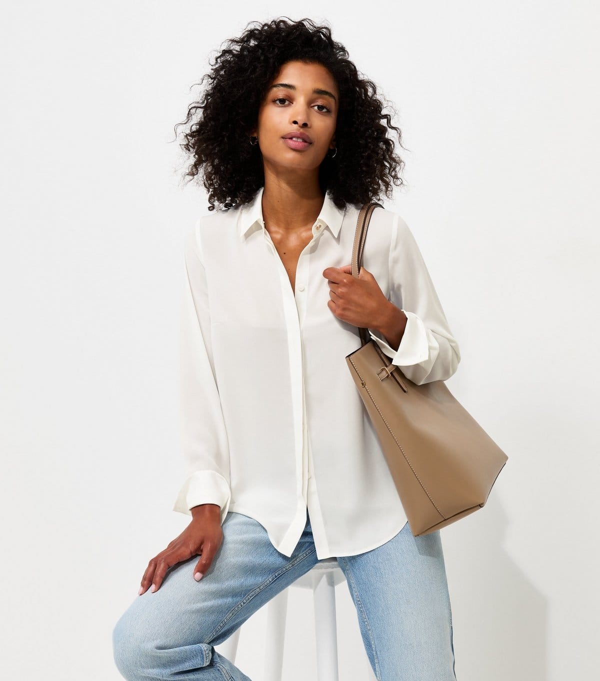 New Look White Lightweight Crepe Long Sleeve Shirt