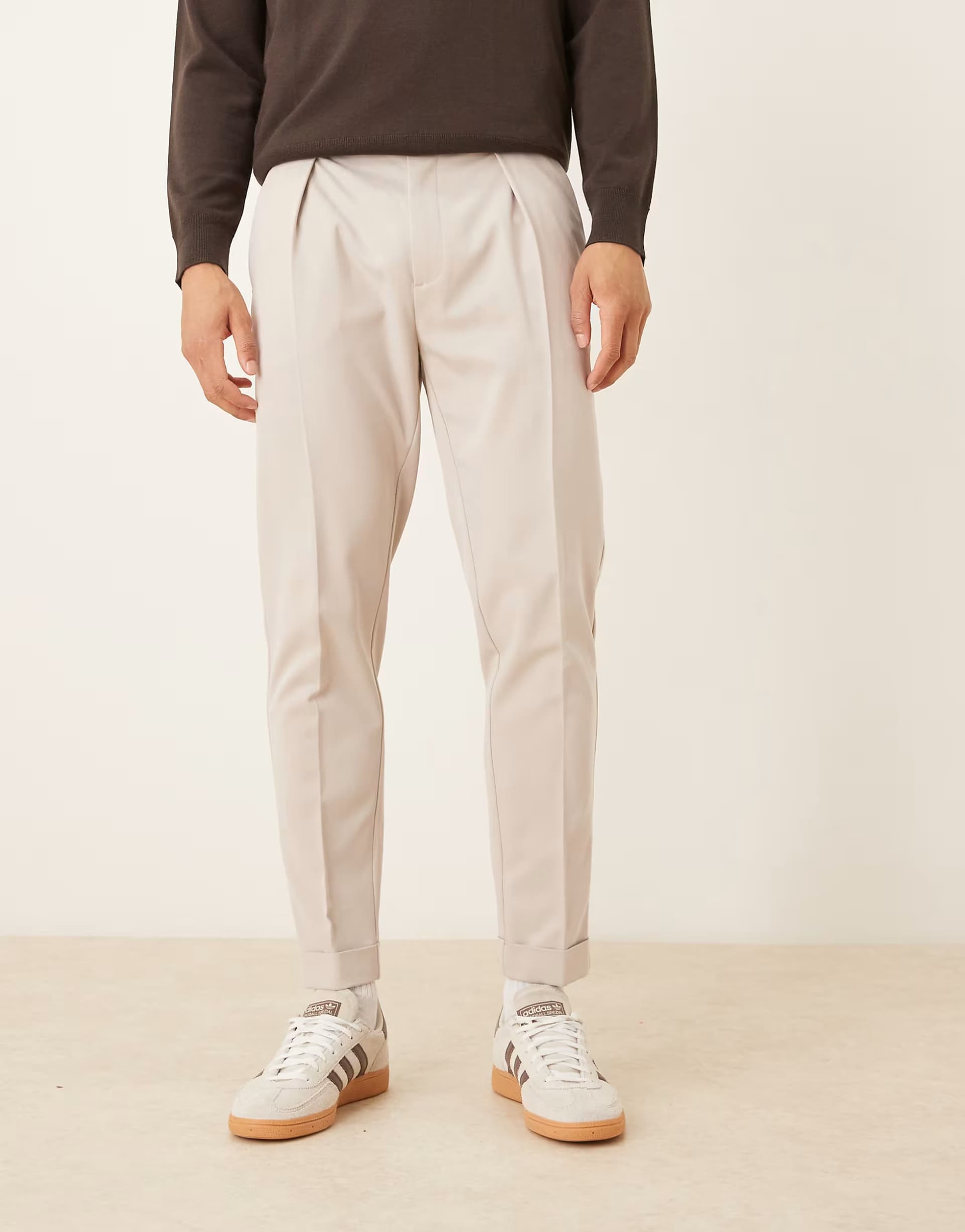 ASOS ASOS DESIGN smart tapered chino trouser in stone twill