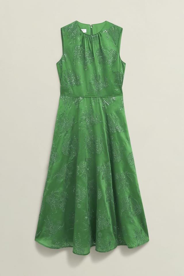 Hobbs London Hobbs London Women's Rachel Sleeveless Round Neck Midi Dress in Emerald - 2