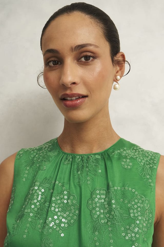 Hobbs London Hobbs London Women's Rachel Sleeveless Round Neck Midi Dress in Emerald - 3