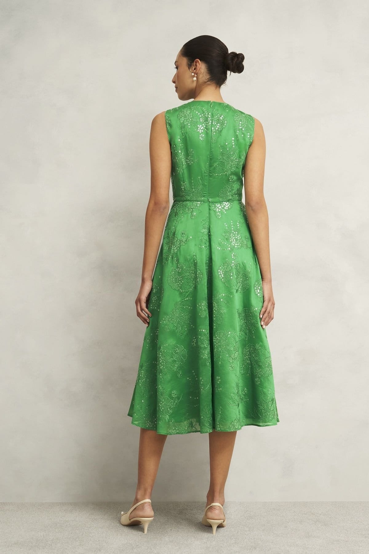 Hobbs London Hobbs London Women's Rachel Sleeveless Round Neck Midi Dress in Emerald - 4