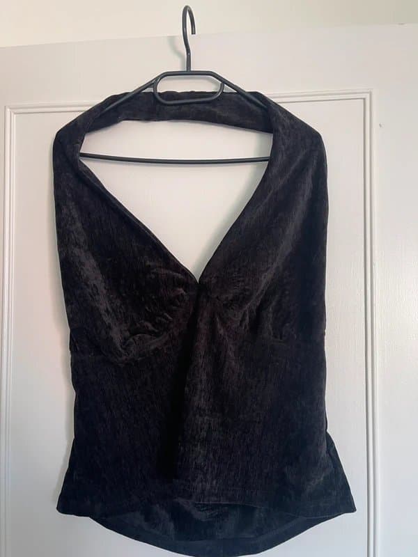 ASOS Design Velvet crushed halterneck top