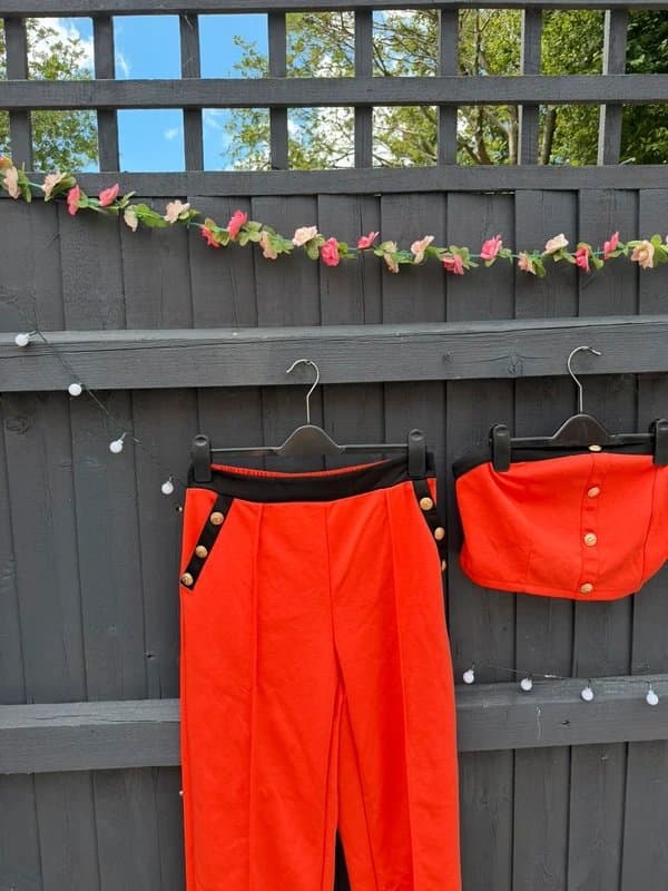 Boutique Bold Orange & Black Bandeau Co‑ord | Size L / UK 12‑14