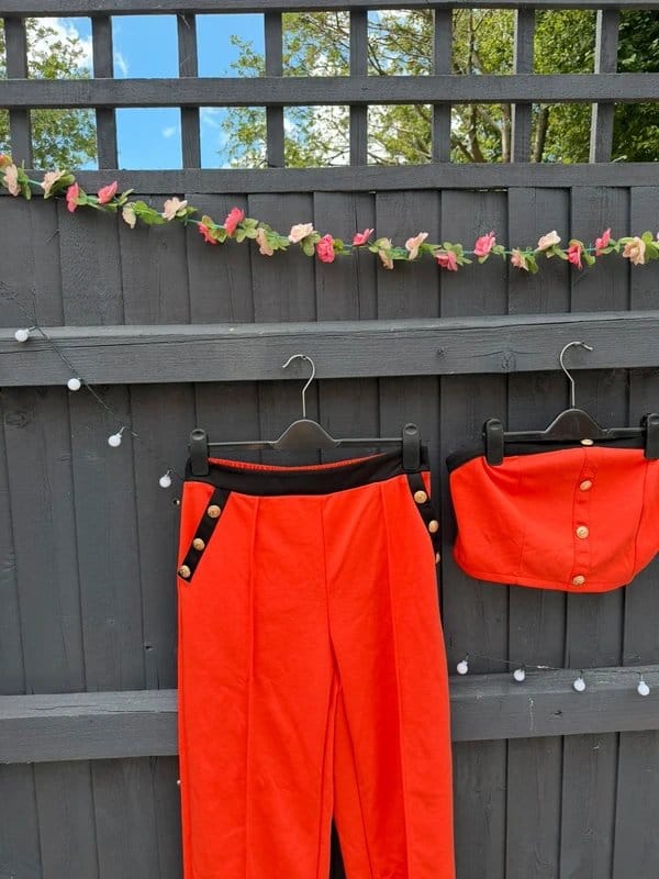 Boutique Bold Orange & Black Bandeau Co-ord Set Size L/UK 12-14