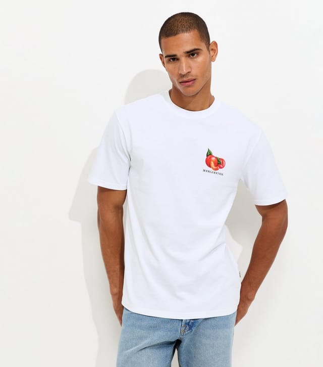 Only and Sons Men's White Cotton Regular Fit Bodega Sounds Fruit Print T-Shirt Only and Sons New Look - 2