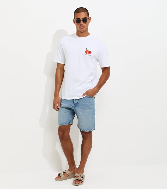 Only and Sons Men's White Cotton Regular Fit Bodega Sounds Fruit Print T-Shirt Only and Sons New Look - 3