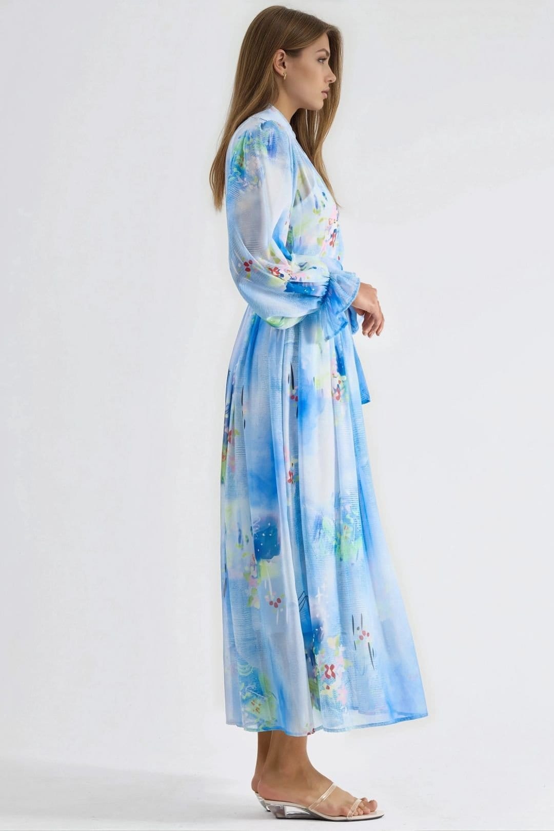 MSN Collection MSN Collection Women's Abstract Pattern Maxi Shirt Dress with Belt - 4