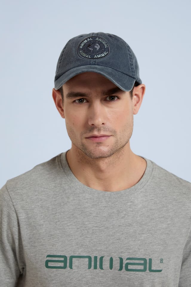 Animal Animal Men's 'Luca' Curved Peak Adjustable Strap 100% Cotton Patch Cap in Navy - 2