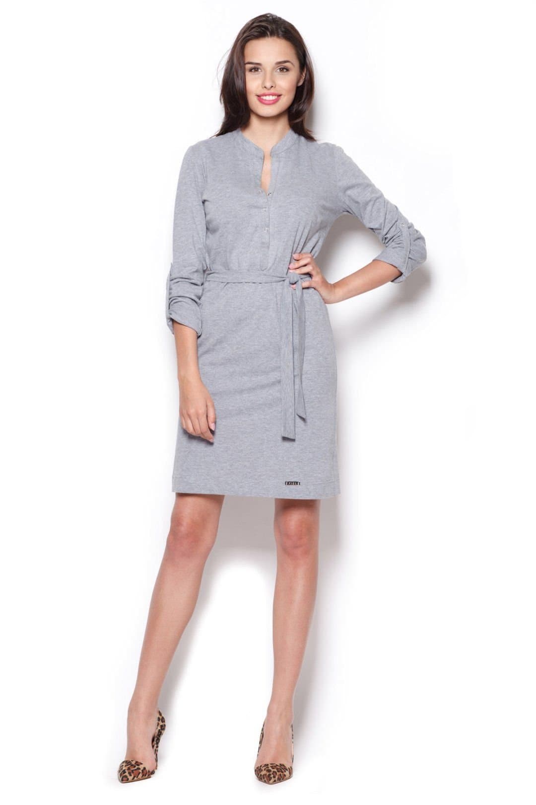 Love Lace Love Lace Women's Airy Cotton Sweatshirt Dress with Waist Tie Style 44468 in Grey