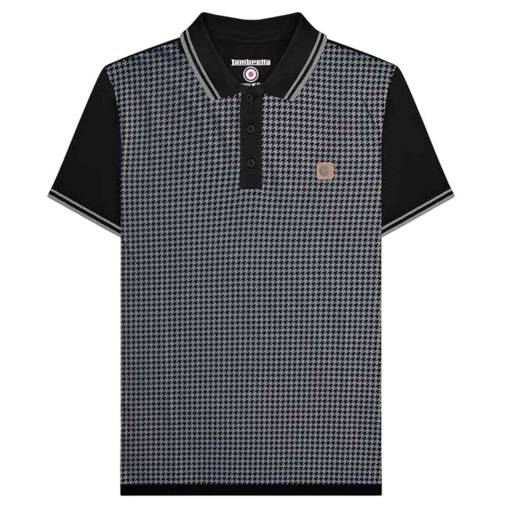 Lambretta Lambretta Men's Houndstooth Big & Tall Polo Shirt in Black