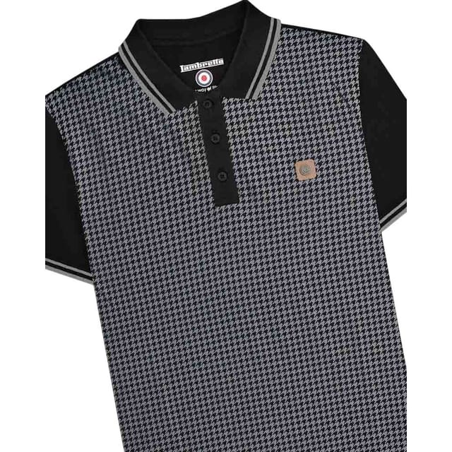 Lambretta Lambretta Men's Houndstooth Big & Tall Polo Shirt in Black - 3