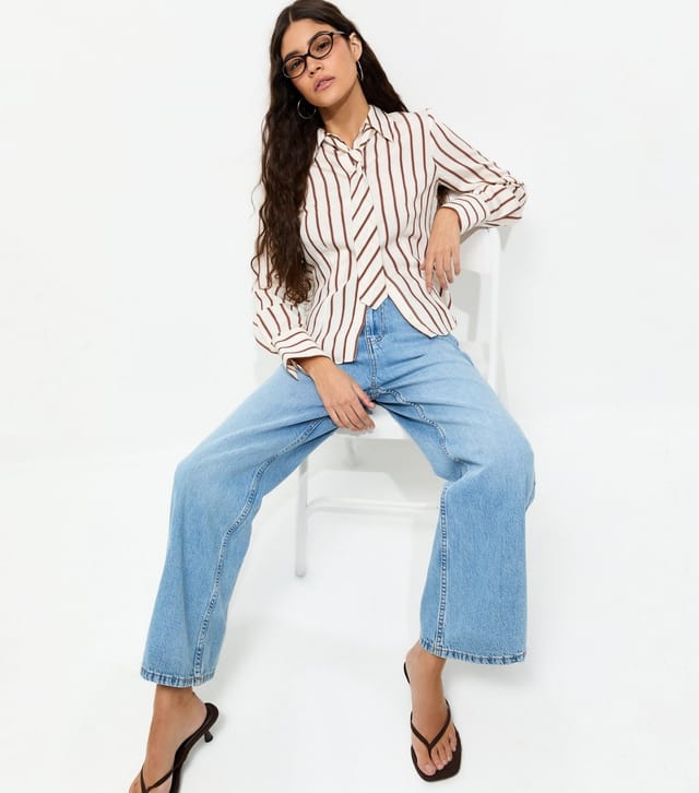 New Look Women's Light Blue Adalae High Waisted Wide Leg Jeans New Look - 2