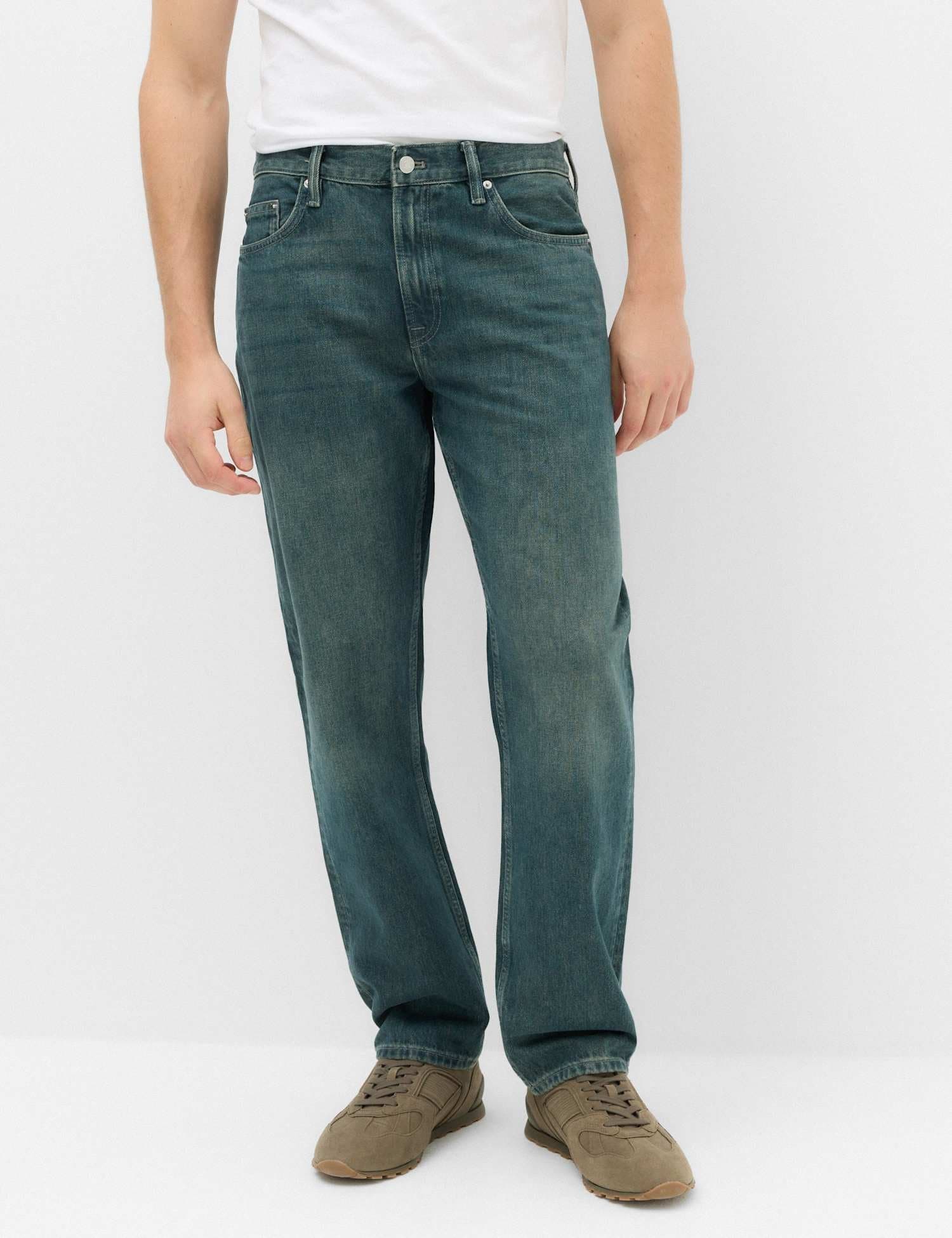 Marks & Spencer M&S Relaxed Straight Fit Jeans Green Tint