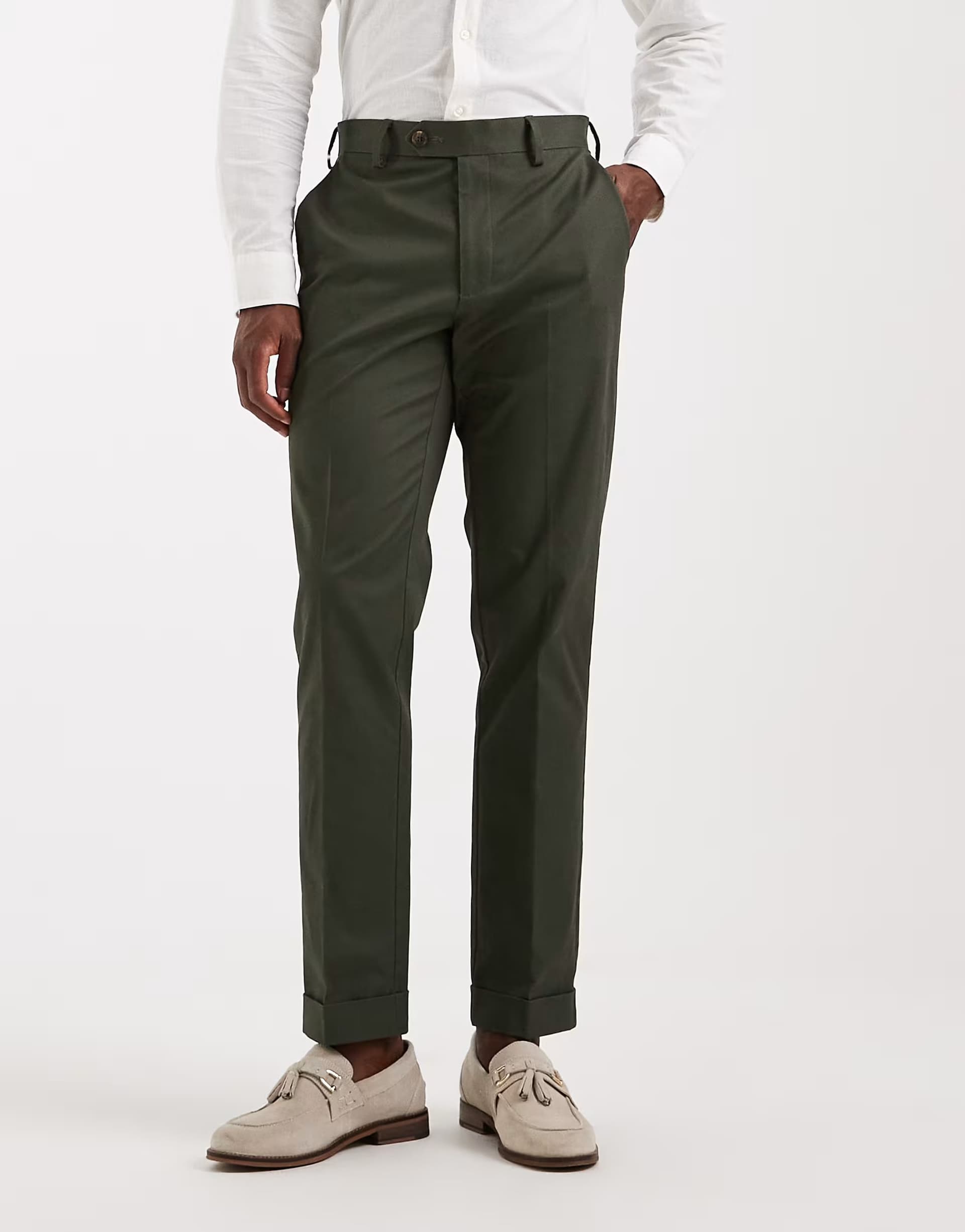 ASOS ASOS DESIGN Slim Chino Trousers in Dark Green