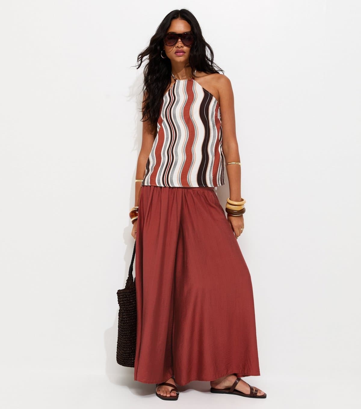 New Look Women's Rust Wide Leg Palazzo Trousers New Look