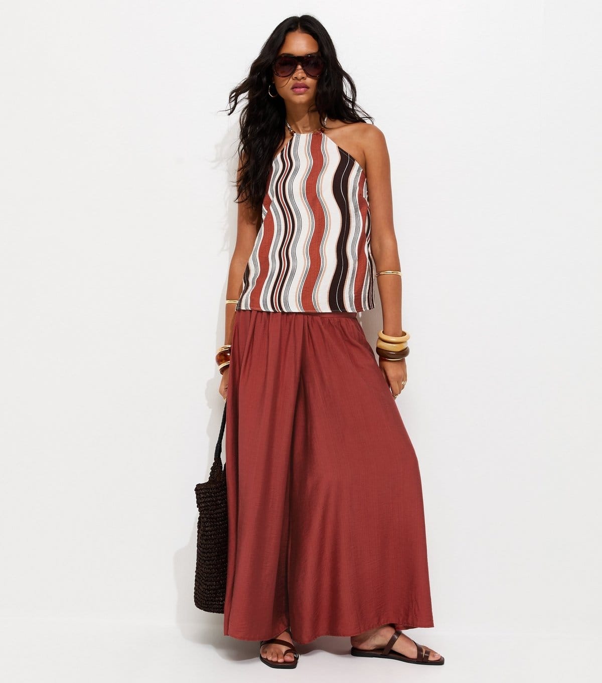 New Look Women's Rust Wide Leg Palazzo Trousers New Look - 1