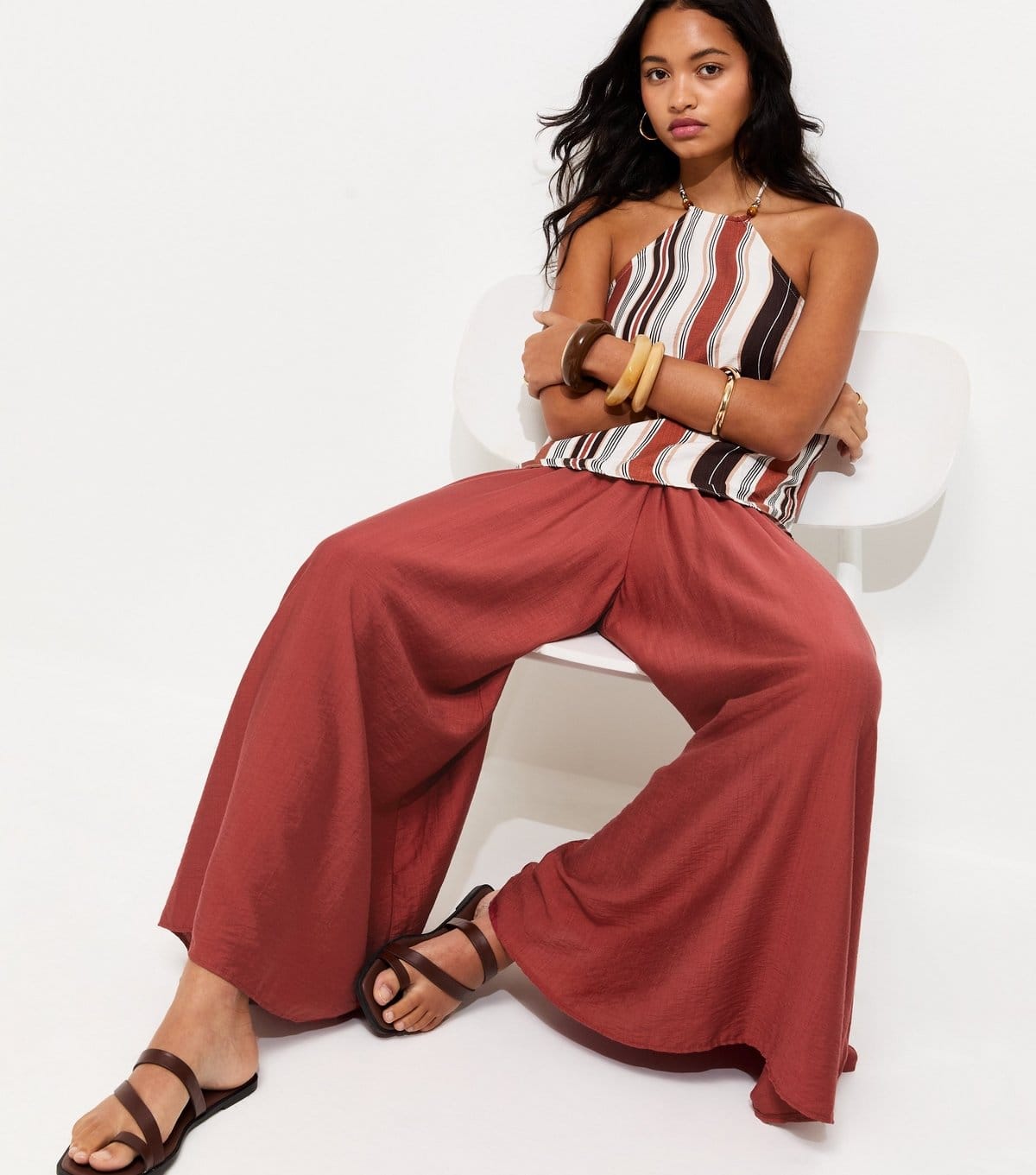 New Look Women's Rust Wide Leg Palazzo Trousers New Look - 4