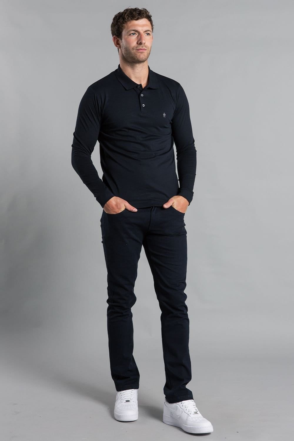 French Connection French Connection Men's 2 Pack Cotton Long Sleeve Polo Shirts in Navy - 4