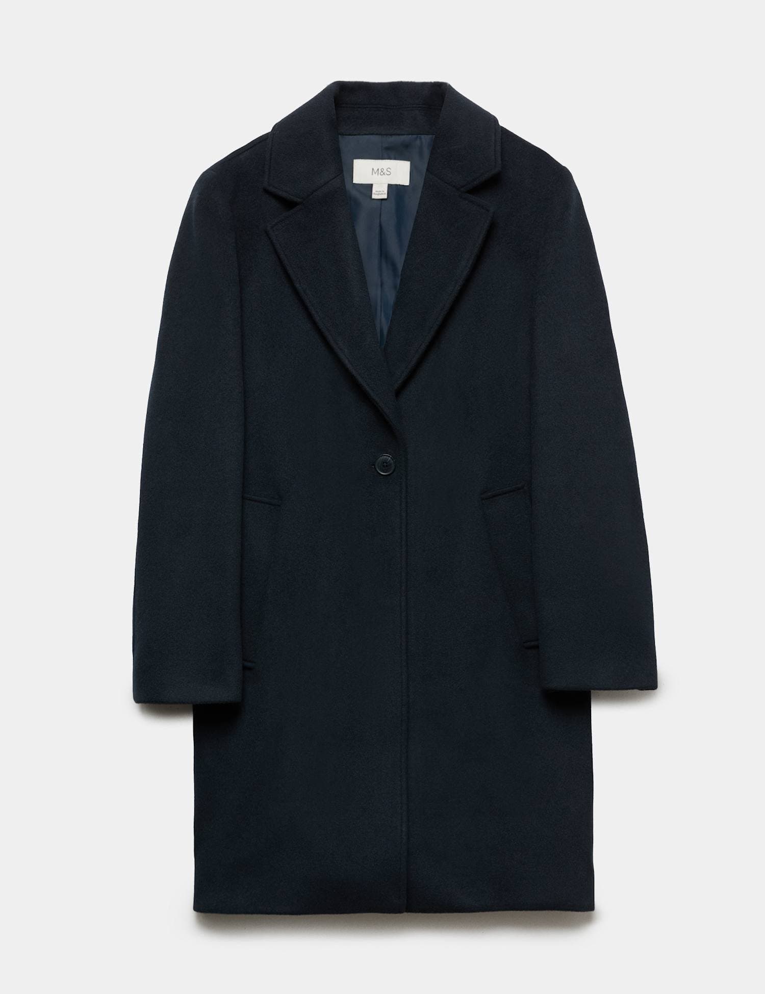 Marks & Spencer M&S Single Breasted Longline Coat Navy