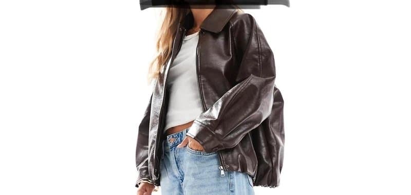 ASOS Design asos design petite leather look oversized bomber jacket in chocolate