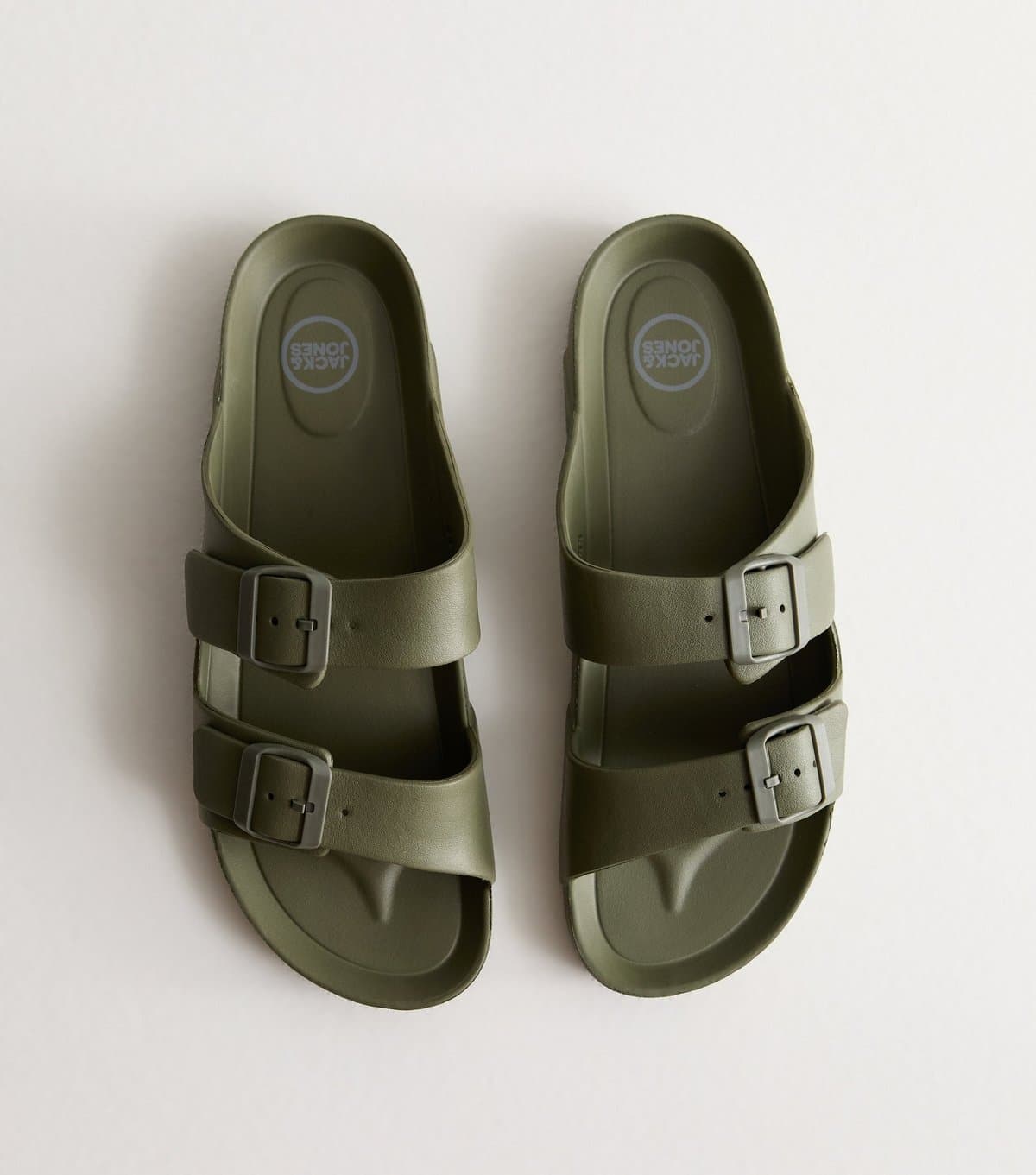 jack & jones Men's Green Moulded Double-Strap Sandals Jack & Jones New Look