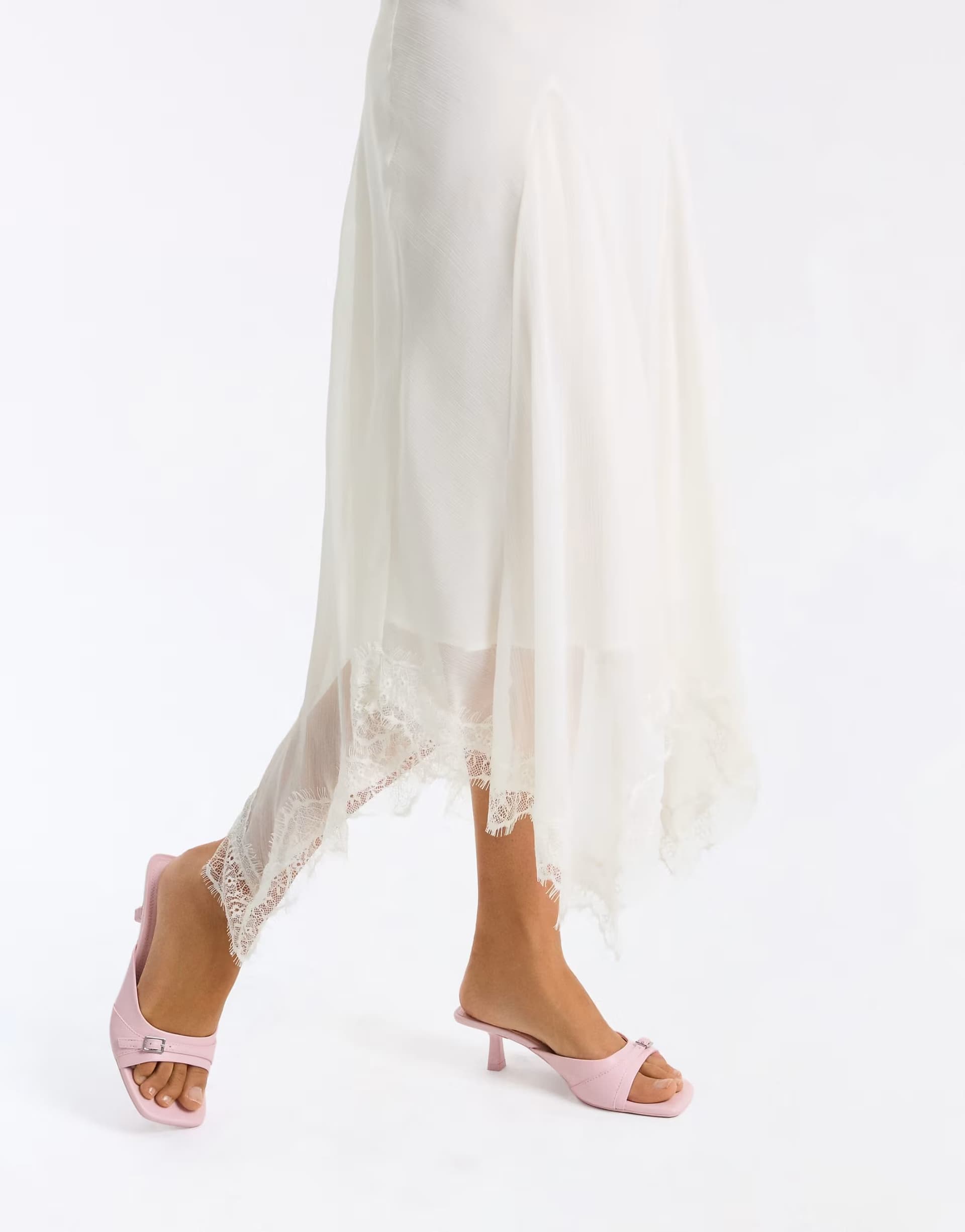 ASOS ASOS Pink Satin Heeled Mules with Buckle
