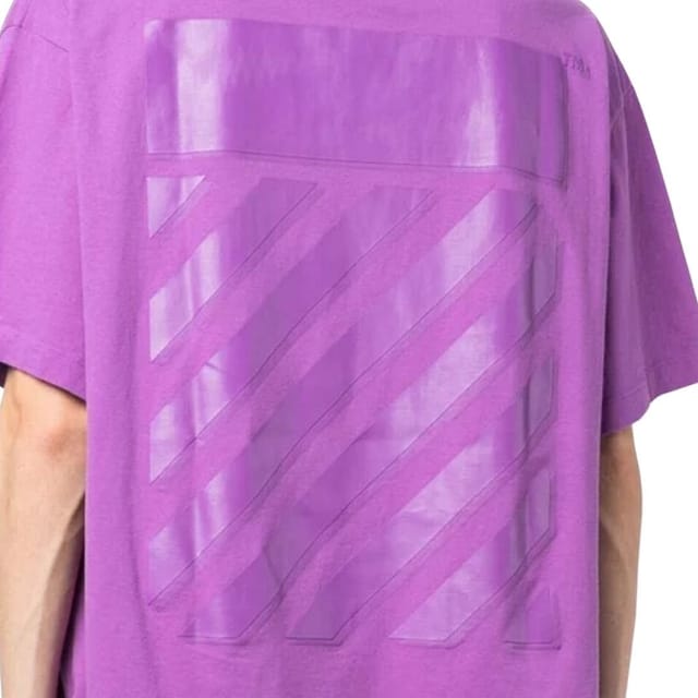 Off-White Off-White Men's Diag Tab Oversized Fit Purple T-Shirt in White - 2