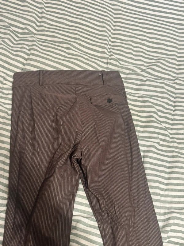 Bershka Brown Pinstripe Flared Bottom Trousers