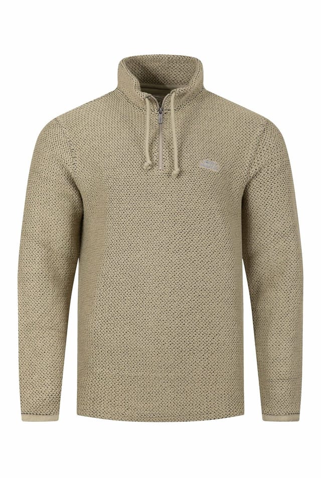 Weird Fish Weird Fish Men's Cruiser 1/4 Zip Macaroni Sweatshirt in Fawn - 2