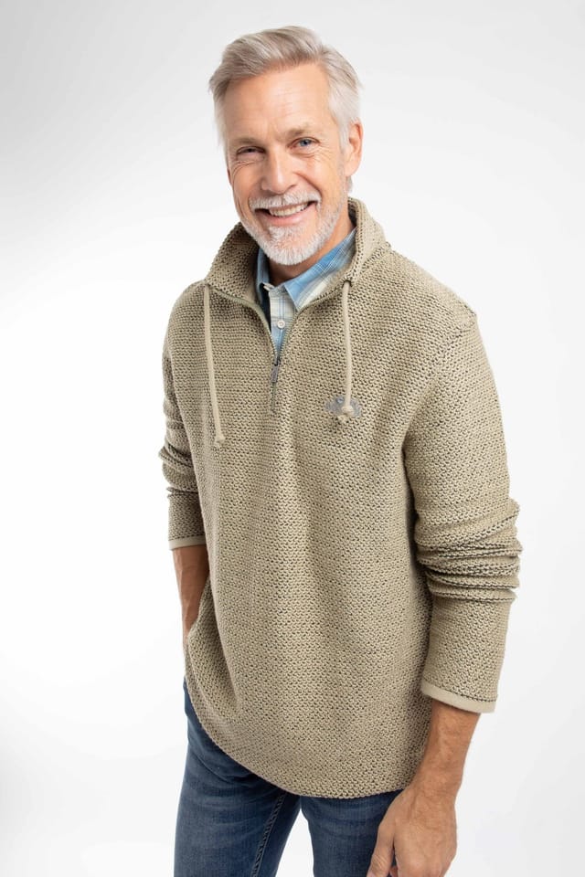 Weird Fish Weird Fish Men's Cruiser 1/4 Zip Macaroni Sweatshirt in Fawn - 3