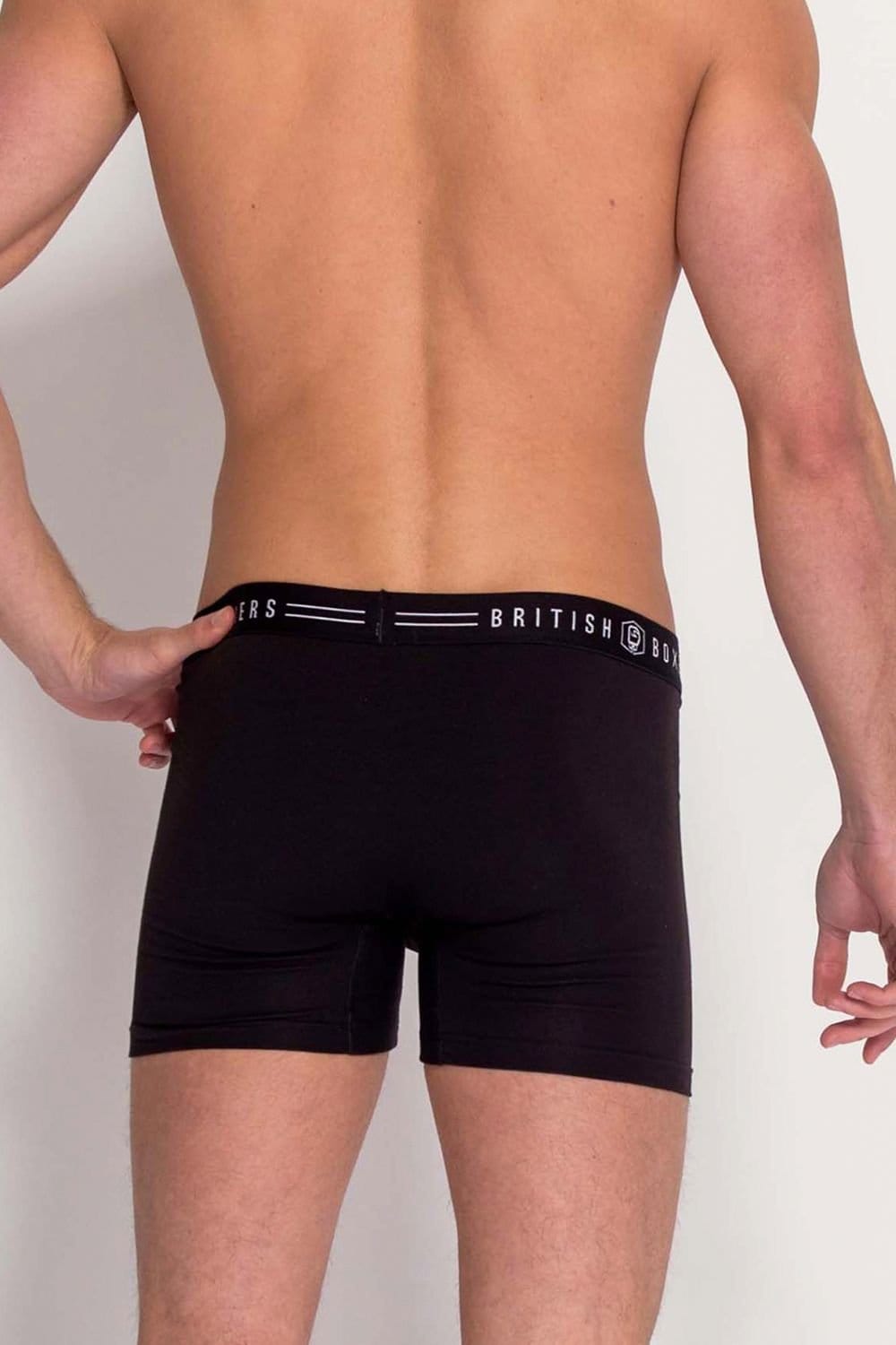 British Boxers British Boxers Men's Pack of Three "Coal Black" Stretch Trunks in Black - 4