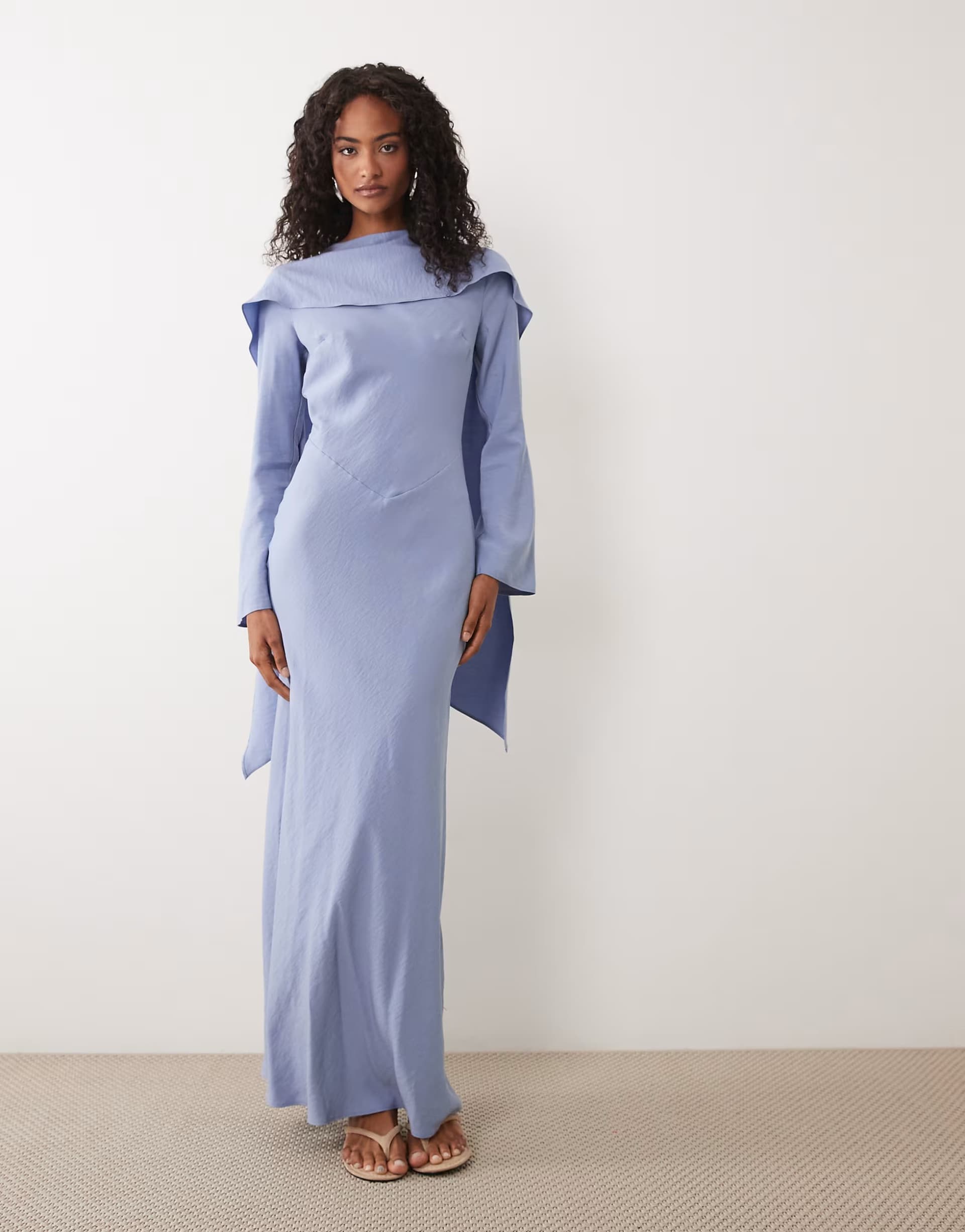 ASOS ASOS DESIGN maxi dress with cape scarf detail in light blue
