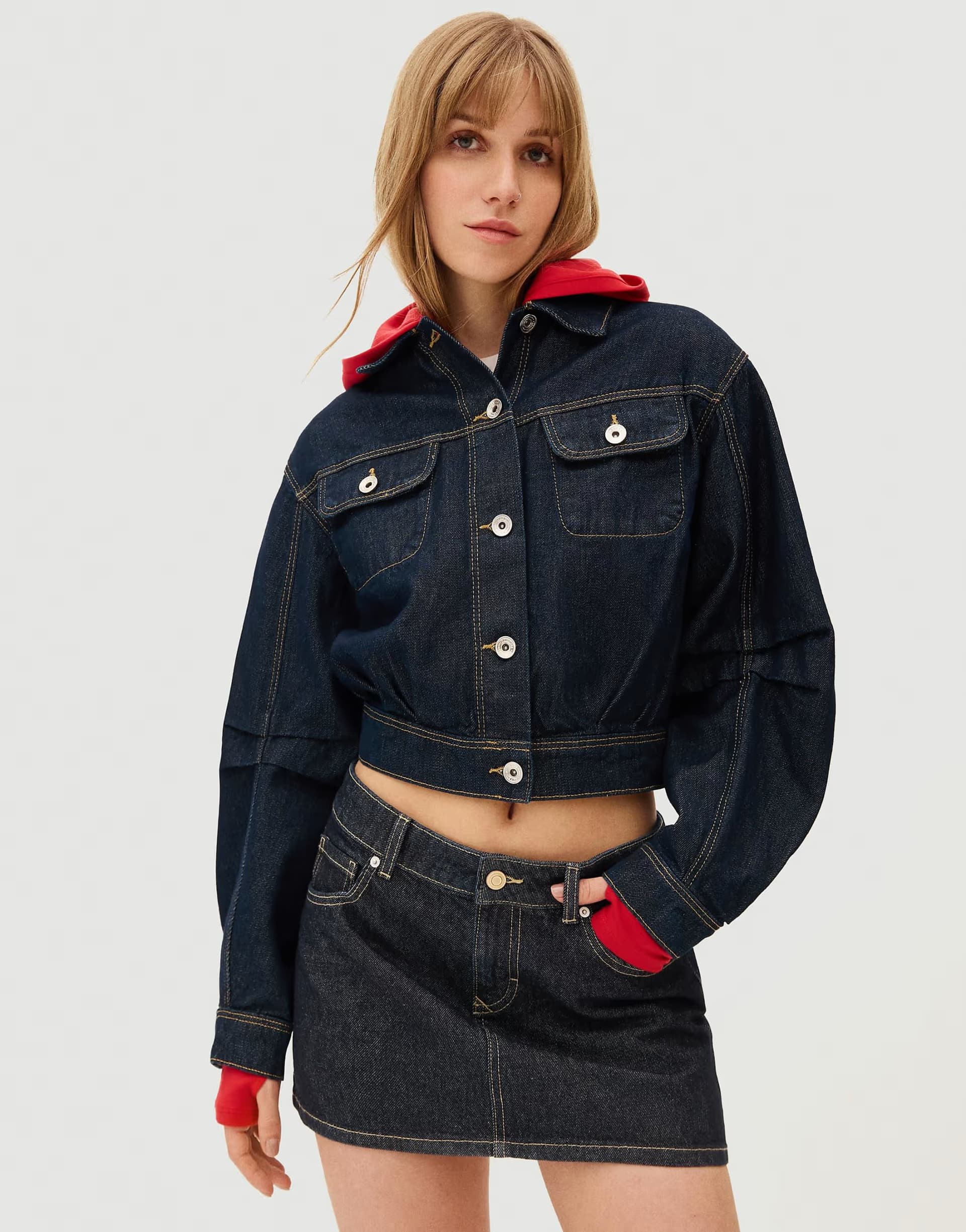 ASOS ASOS Blue Cropped Balloon Denim Jacket