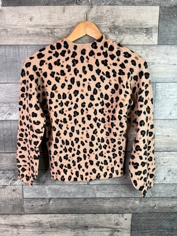 Nobodys Child Nobody's Child JUmper Size Small Beige Leopard Animal Print Knit Sweater Pullover
