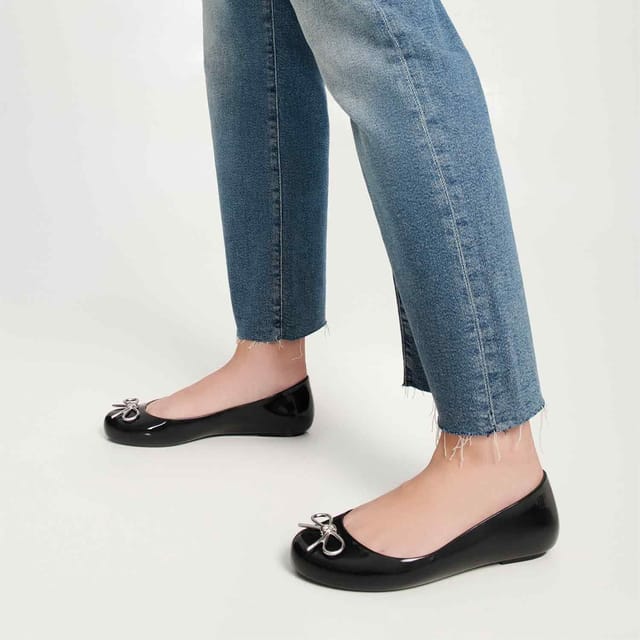Melissa Shoes Melissa Shoes Women's Sweet Love Chrome Ballet Flats in Black - 3