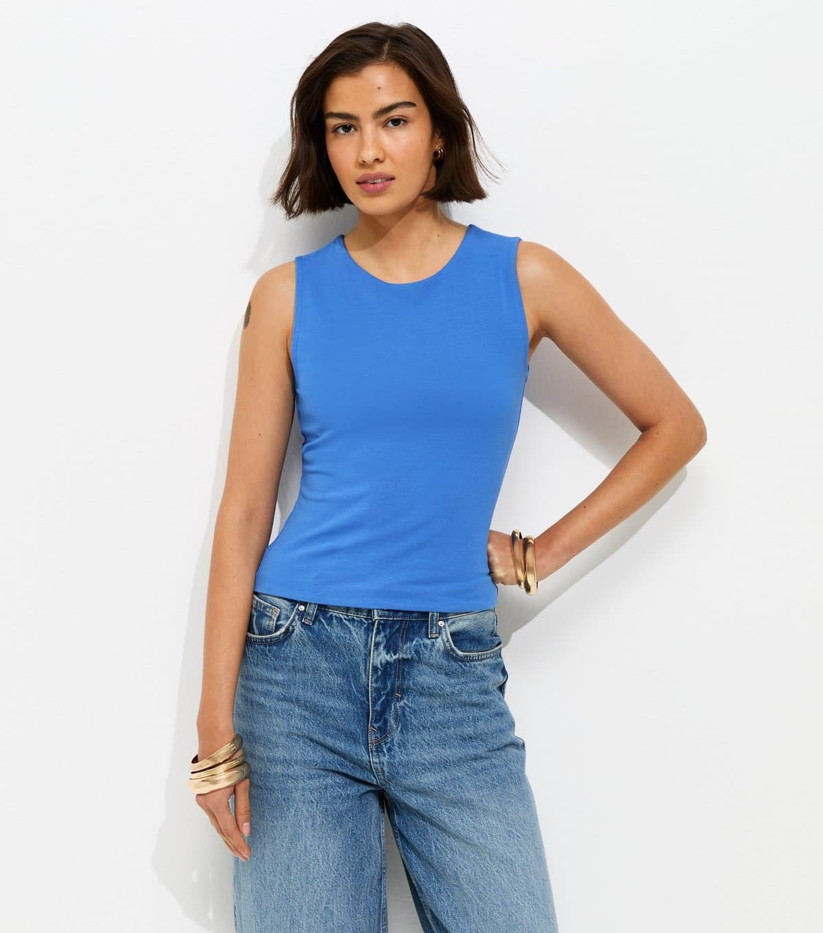 New Look New Look Bright Blue Stretch Jersey Tank Top