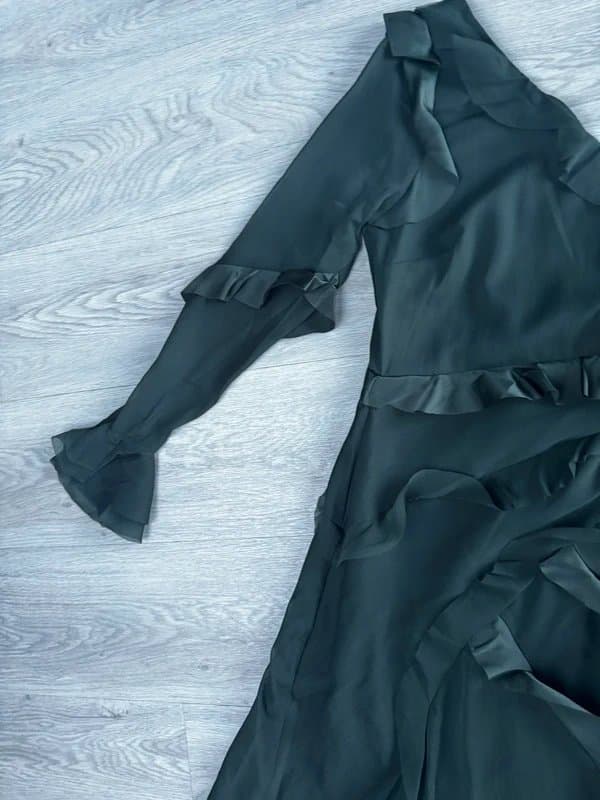 ASOS Design Price Reduced to Clear - ASOS Design Forest Green R uffled Event/Bridesmaid/Wedding Guest Dress (8)