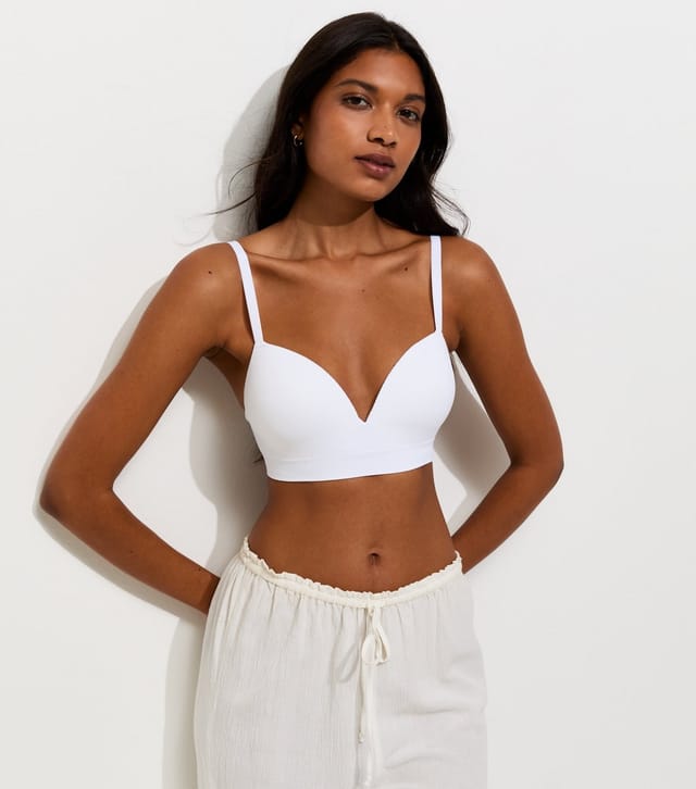 New Look Women's White Soft-Rib Nonwired Seamless Bra New Look - 2