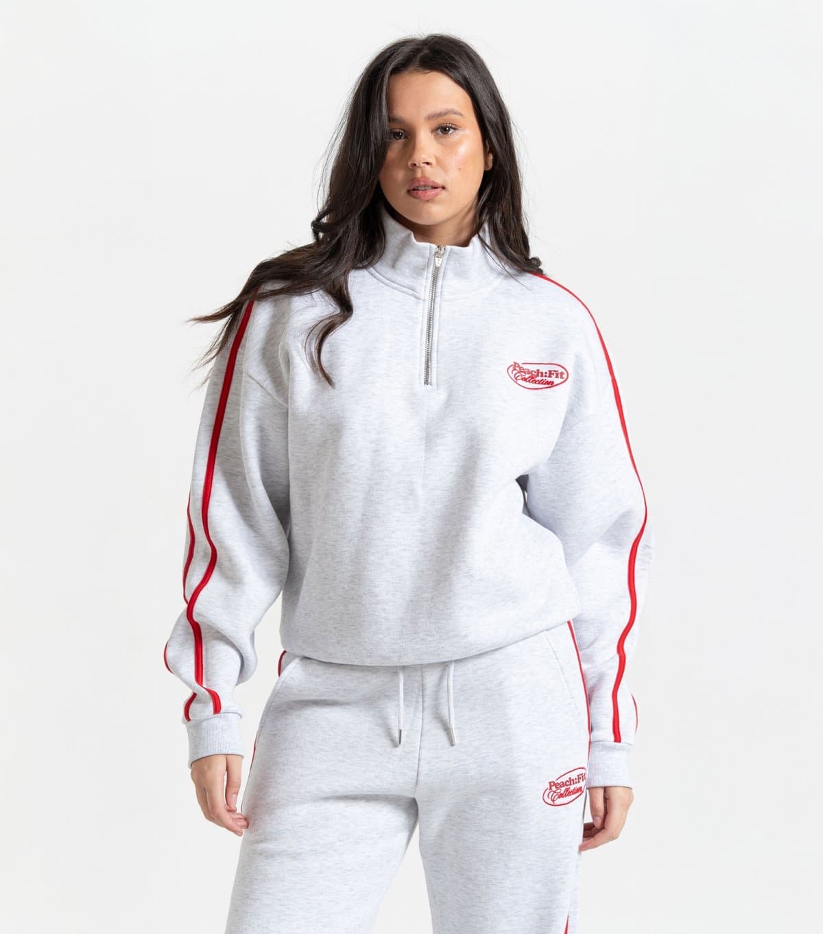 Peach Fit Women's Grey Marl Laelia Quarter Zip Sweatshirt Peach Fit New Look