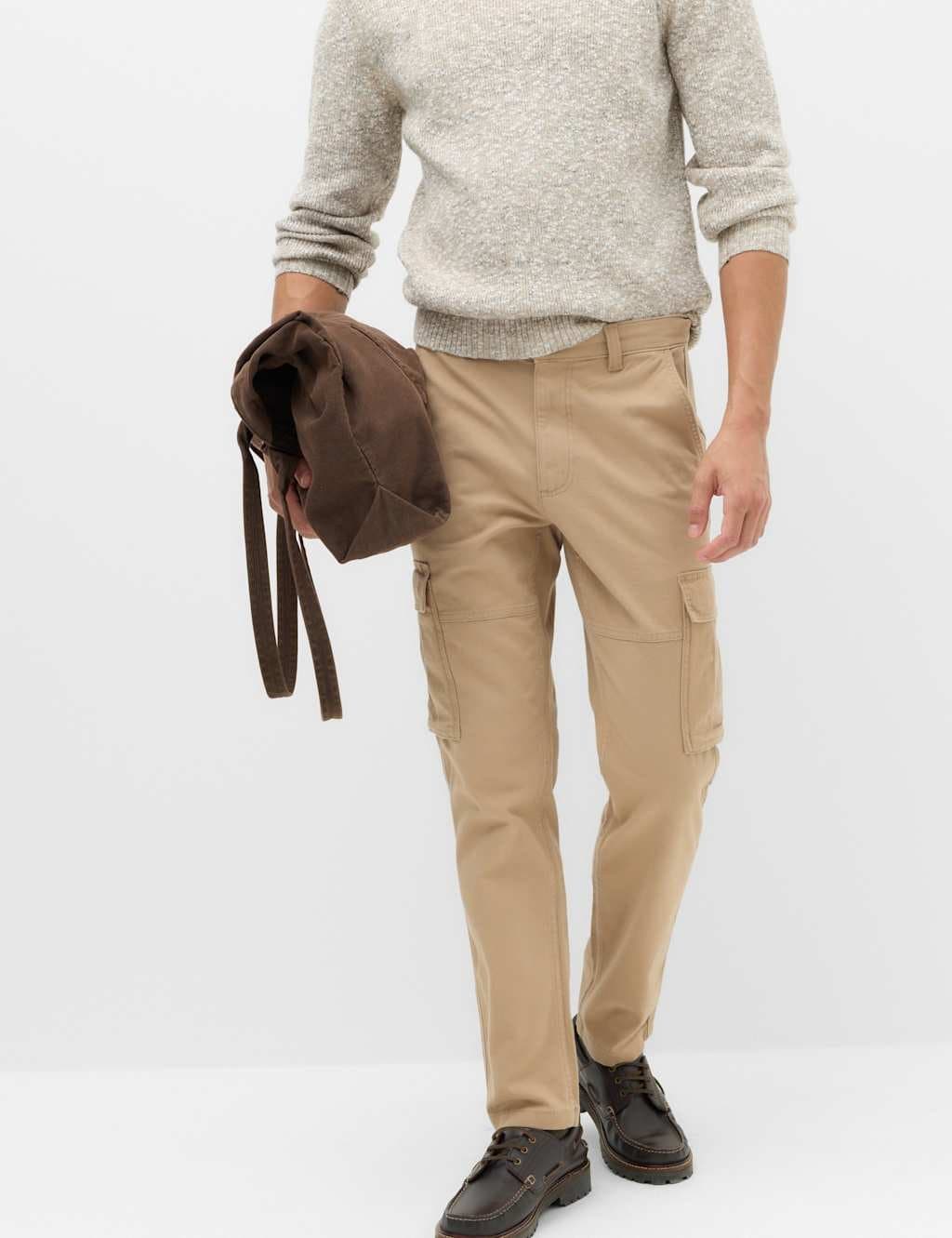 Marks & Spencer M&S Straight Fit Cargo Trousers Fawn