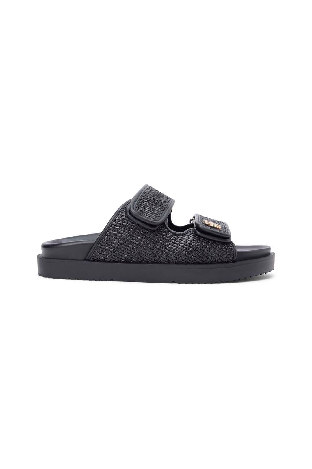Tommy Hilfiger Tommy Hilfiger Women's Double Strap Raffia Sandal Black