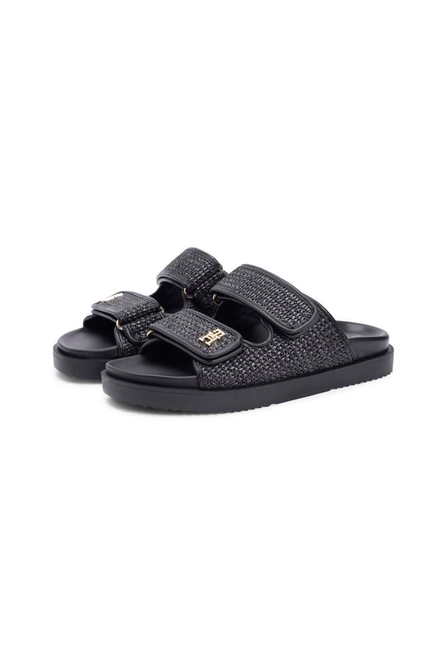 Tommy Hilfiger Tommy Hilfiger Women's Double Strap Raffia Sandal Black - 2