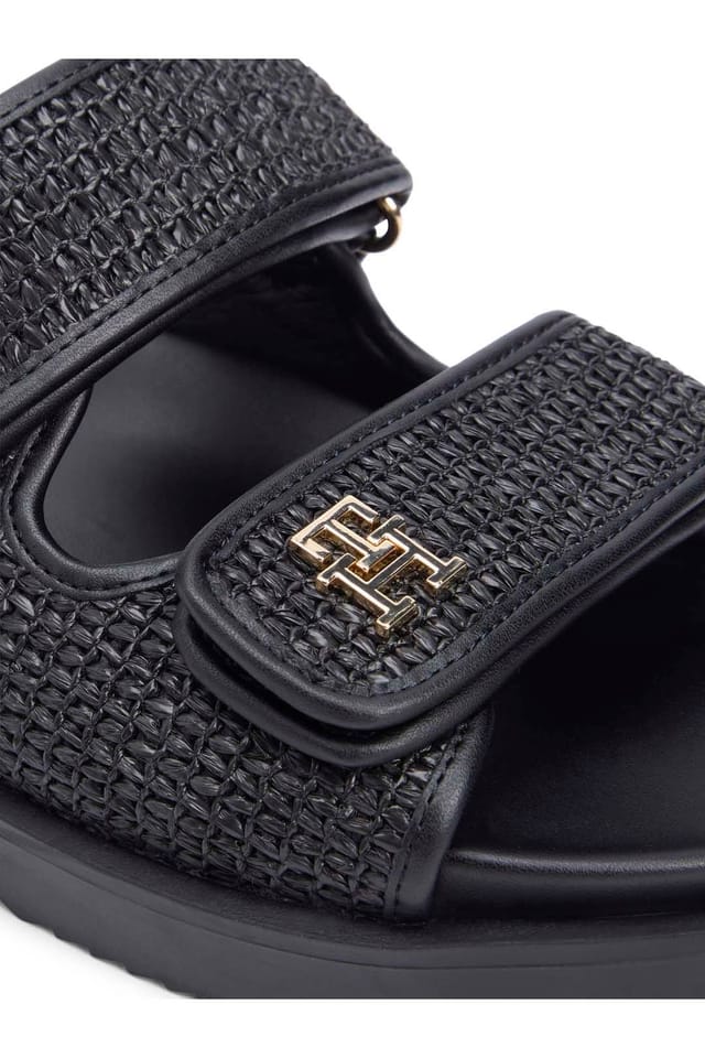 Tommy Hilfiger Tommy Hilfiger Women's Double Strap Raffia Sandal Black - 3