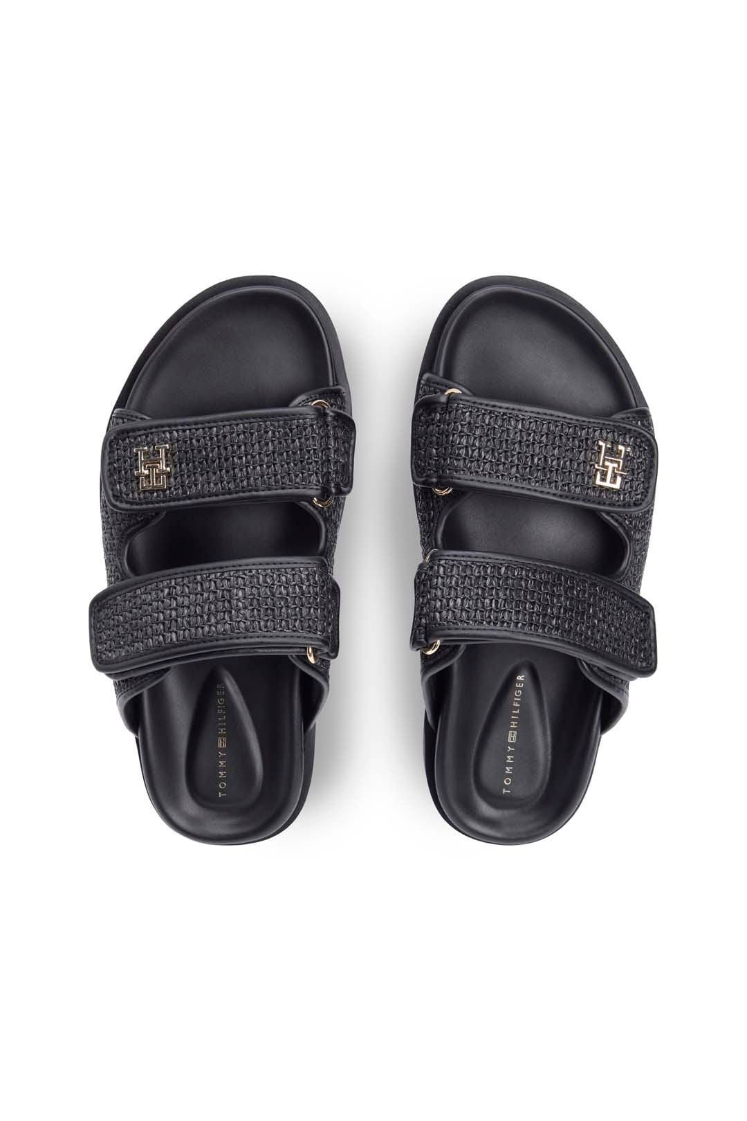 Tommy Hilfiger Tommy Hilfiger Women's Double Strap Raffia Sandal Black - 4