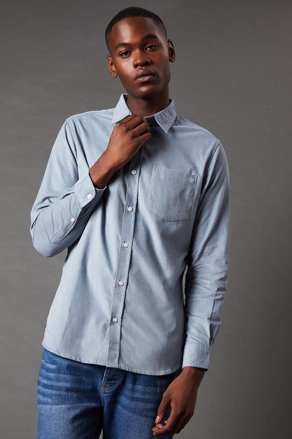 Maine Maine Men's Corduroy Long Sleeve Shirt in Grey - 2